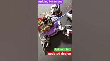 3D printed Spider Robot, using 8 servos + Arduino (updated design)