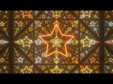 Flying Through Endless Grid Of Abstract Neon Glowing Golden Stars 4K Moving Wallpaper Background