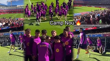 Yes 🔥, Barcelona Camp Nou finally OPENED ✌️,  serious training today as fans ARRIVE 