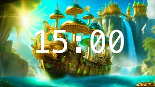 15 Minute Countdown Timer with Alarm | Relaxing Music | Ship with Giant Mushrooms on it