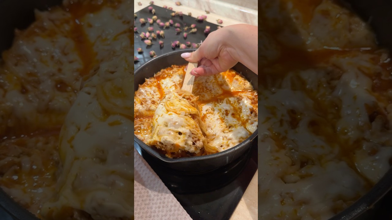 Ленивый рецепт лазаньи в одной сковороде❤️🔥 #ленивыерецепты #простыерецепты #рецепт #лазанья