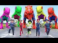 Scary Teacher 3D &amp; Baby Miss T VS All Big Superhero Dinosaurs Battle in Jurassic Word | LIVE ACTION