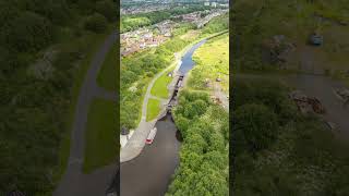 Union Canal locks south of Roughcastle Tunnel at #Falkirk Wheel. From here canal goes to Edinburgh.