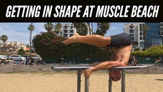 CALISTHENICS WORKOUT 💪 AT MUSCLE BEACH! 💪 Still Rings, Traveling Rings, Slackline, KIDS and more!