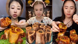 Chinese Food Mukbang Eating Show | Red beef bone marrow | Beef Bone Marrow Challenge 284 (826-828)