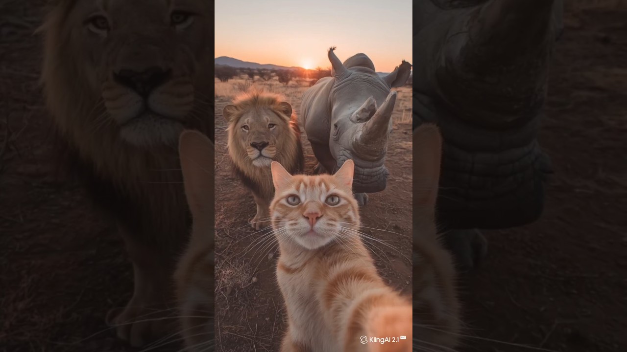AI Cat Safari Selfie 🦁😺 | Epic Wild Moment