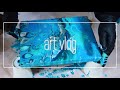 #41【art vlog】アクリル絵の具をこぼして青い絵を描く/* 青鰐(blue crocodile)【フルイドアート】