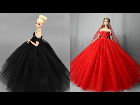 Barbie Elbise Yapımı | DIY |Dikişsiz kendin yap ~ 5 Dakikada hallet- Barbie Crafts