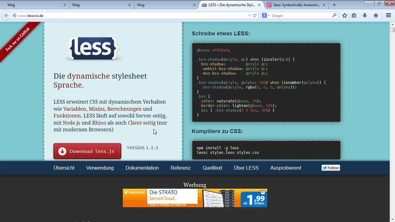 One-Page-Webseiten mit Bootstrap, LESS und Sass Tutorial: LESS und Sass ...