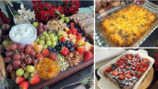 EASY Christmas Brunch!🎄 Sausage Hashbrown Casserole, French Toast Casserole, Parfait \& Fruit Board