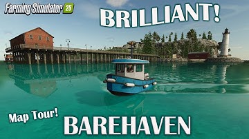 GENIUS FEATURES?!! BAREHAVEN! NEW (ISLAND) MOD MAP! (TOUR/REVIEW!) Farming Simulator 25