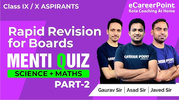 Menti Quiz | Science + Maths | Class 9th & 10th | Expert Faculty | CareerPoint- NTSE- Part 2