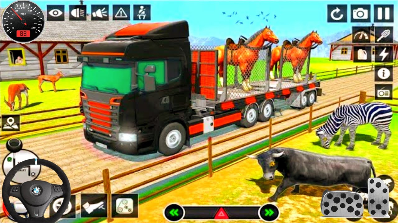 Loading Animal 345 auto truck loading animal zoo to zoo transport duty - truck driving ...