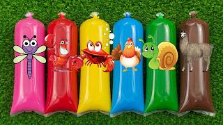 REVIEW &amp; UNBOXING mainan domba, sapi, ayam gajah, jerapah, dinosaurus dalam plastik warna-warni.