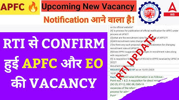 UPSC EPFO APFC Notification | RTI Reply latest News