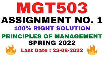 MGT503 ASSIGNMENT NO. 1 SPRING 2022 || 100% RIGHT SOLUTION || PRINCIPLES OF MANAGEMENT || BY VuTech
