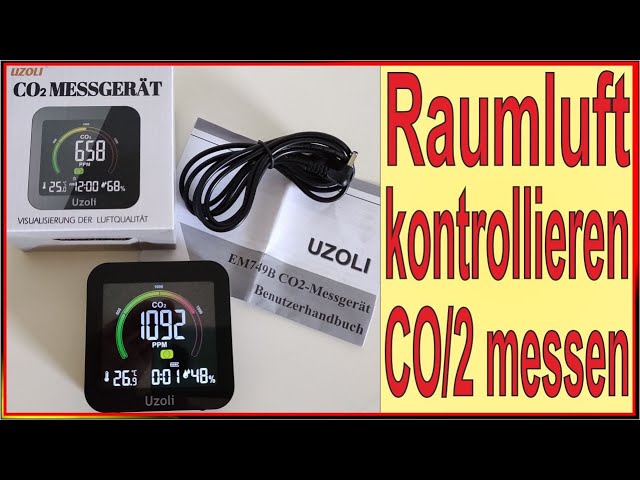 Uzoli CO2 Messgerät - Raumluft kontrollieren CO2 messen - Raumluftqualität  Temperatur Feuchtigkeit 