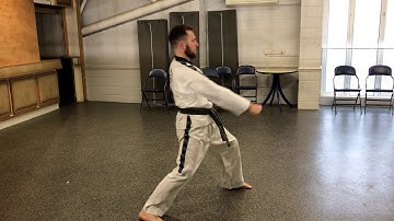 10th Kup   Walking stance, middle block, reverse punch SV