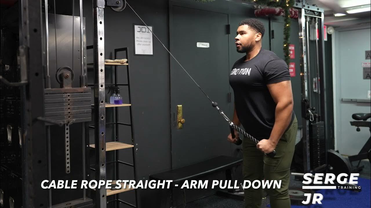 CABLE ROPE STRAIGHT ARM PULL DOWN EXERCISE DEMO YouTube