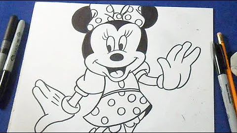 Como desenhar a Minnie de corpo inteiro passo a passo?