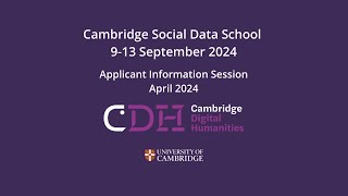 Cambridge Social Data School (September 2024) | Applicant Information Session