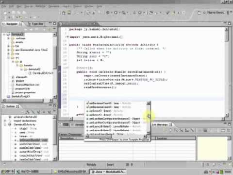 Content Assist in Eclipse shortcut to make the Android App