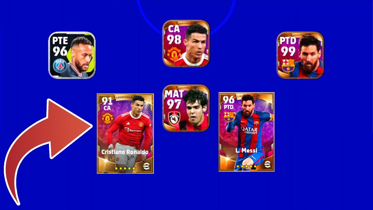 TESTANDO CRISTIANO RONALDO 98, MESSI 99 E KAKÁ 97 LEGEND ICONIC - EFOOTBALL 2022 MOBILE GAMEPLAY