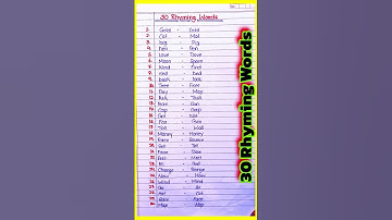 30 Rhyming words in English l Rhyming words for kids l 25 Rhyming words in English