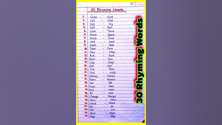 30 Rhyming words in English l Rhyming words for kids l 25 Rhyming words in English