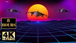 NEON SUNSET 80's RETRO SYNTH Flying Airplanes 8 HOURS 4K Background With Music Miami INFINITE LOOP