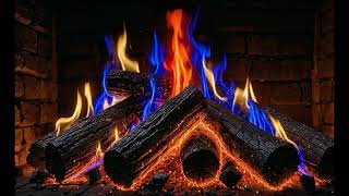 🔥 Cozy Fireplace 4K with Blue & Red Flames | Deep Sleep, Study Focus & Fire Sounds.