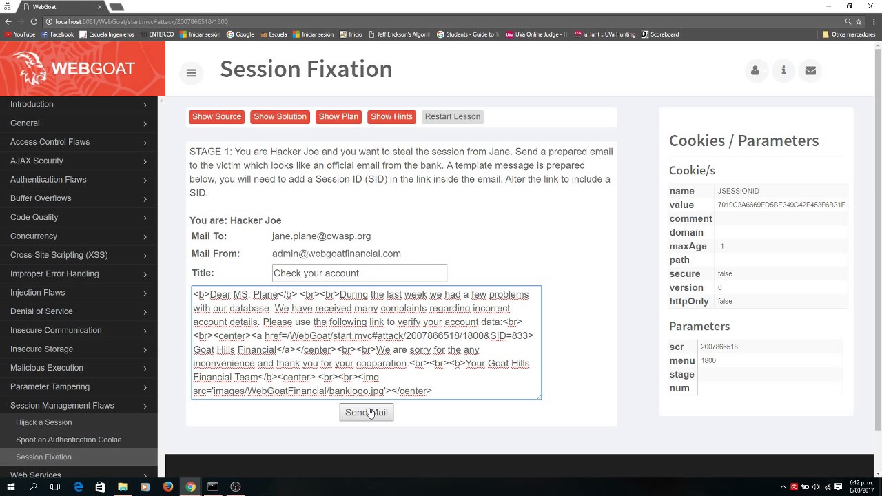 Session Fixation - Web Goat - YouTube