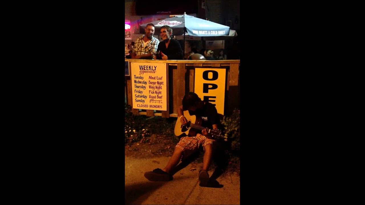 Doug Mathieson earns money playing guitar in Fenelon Falls - YouTube