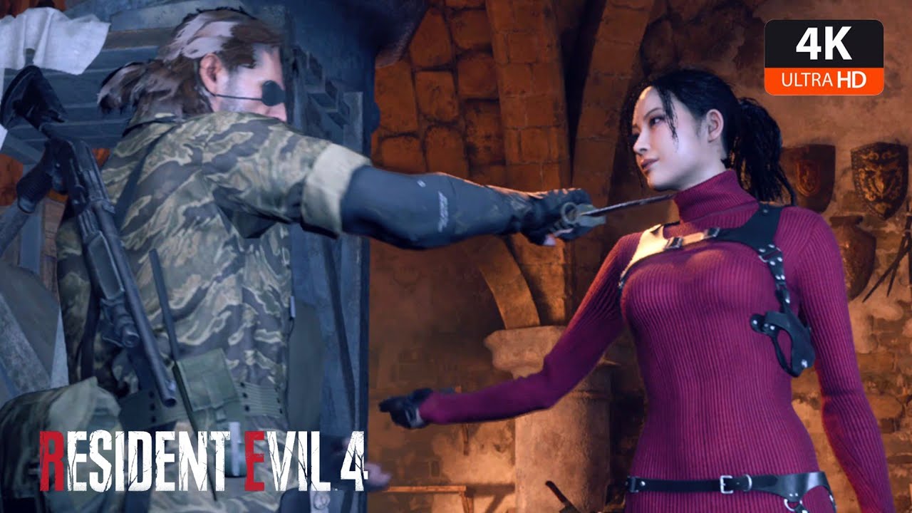 Big Boss Leon CQC with Ponytail Ada - Resident Evil 4 Remake MOD Gameplay $