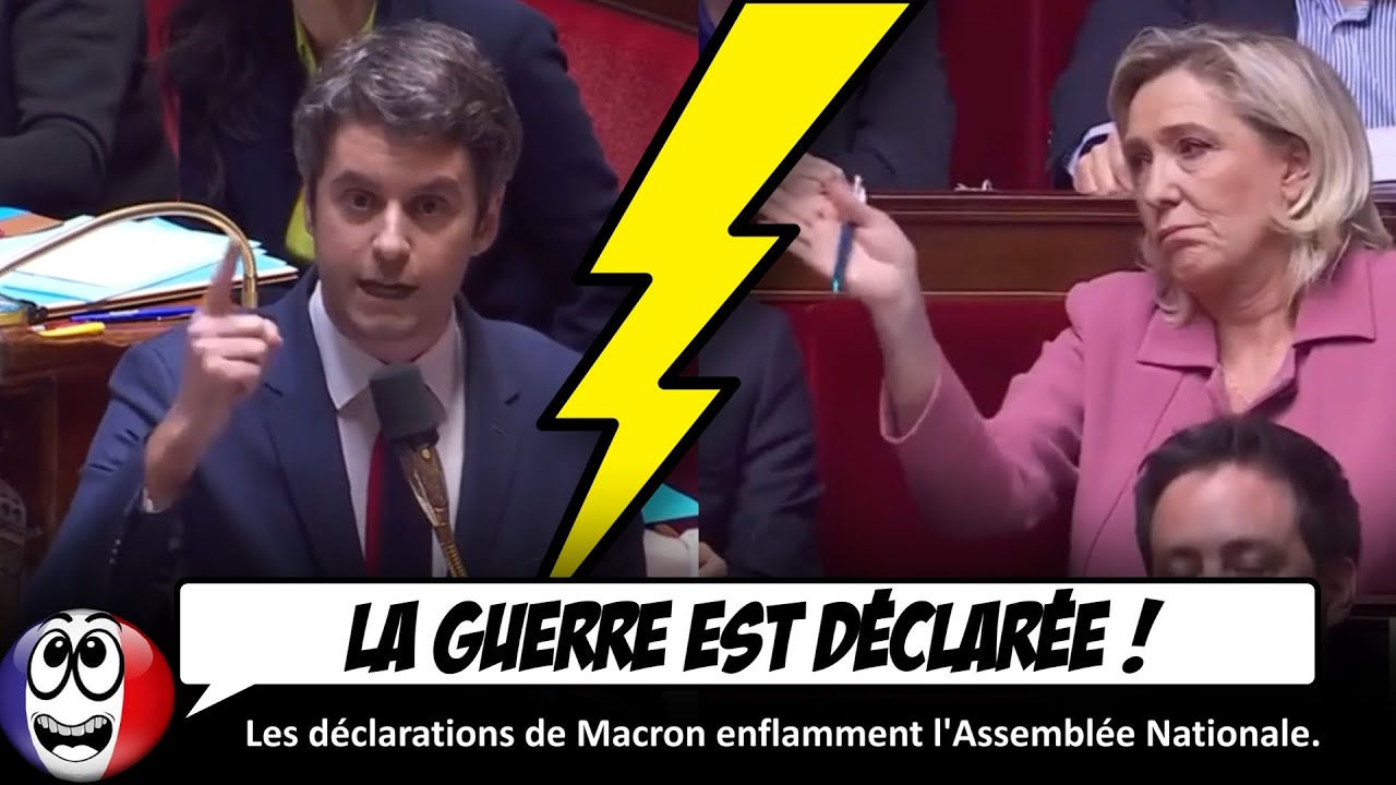 GROS CLASH entre Marine Le Pen et Gabriel Attal, après les déclarations de Macron sur l'Ukraine.