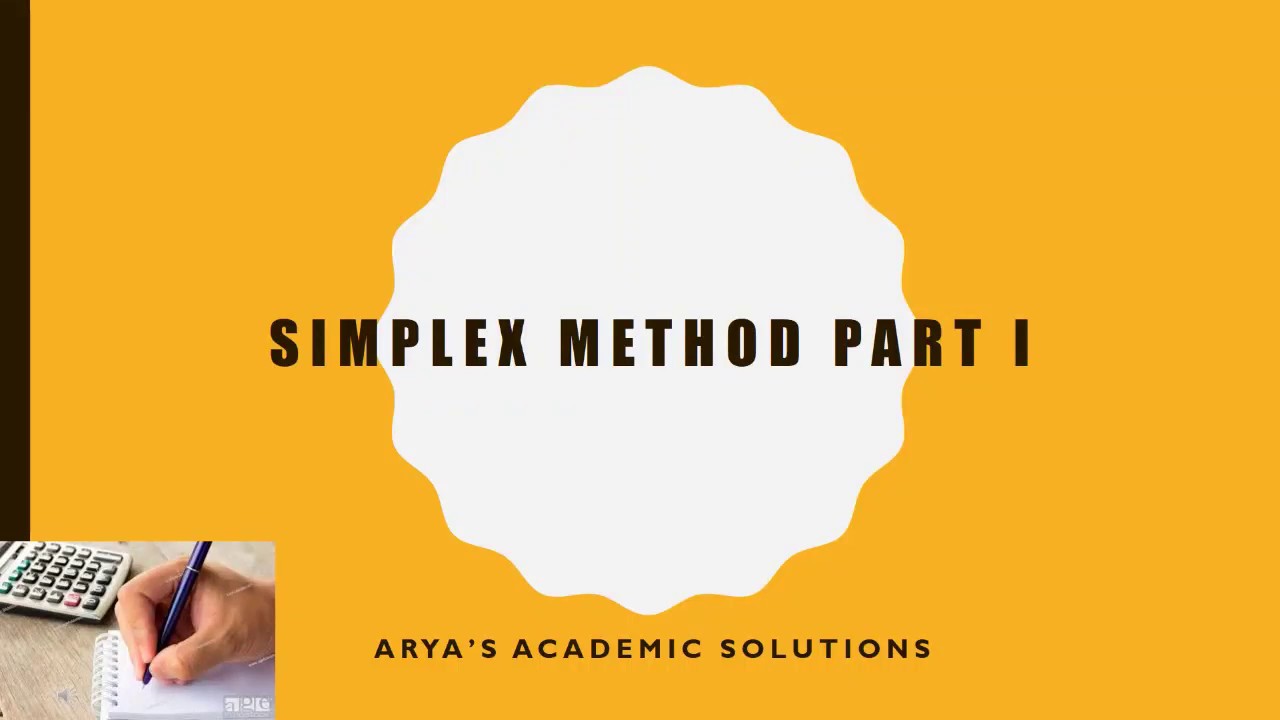 simplex Method Part I - YouTube