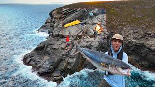 Solo Rock Fishing – Remote Cliff Camping, Eating What I Catch