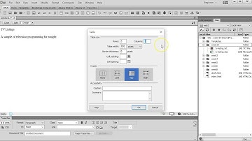 Create an HTML table in Dreamweaver CC 2015