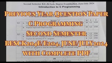 C programming PYQ June/july2024 VTU syllabus 22 scheam all streams with pdf