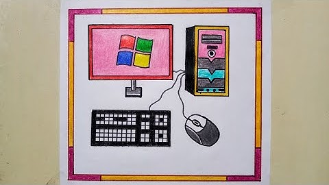 How to draw computer parts step by step so easy/computer parts drawing /computer system drawing/