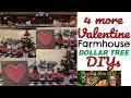 VALENTINE FARMHOUSE DOLLAR TREE DECOR DIYS #3 #valentinetree #garland #valentinecenterpiece