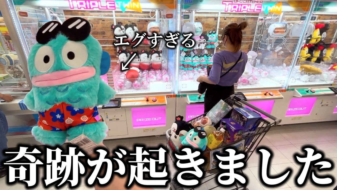 ゲーセンで獲得したものです。 Crane Game] Shocking!? I was blown away by the miracle streak when