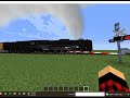 Trem passando numa linha de cruzamento no minecraft