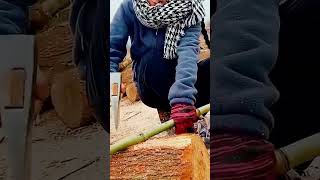 bamboo cutting skills using an axe #shorts