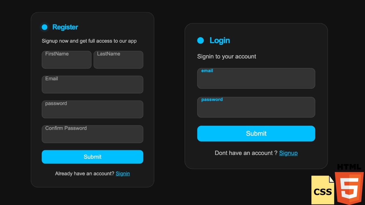 How to create Responsive Login and register form using html and css ...