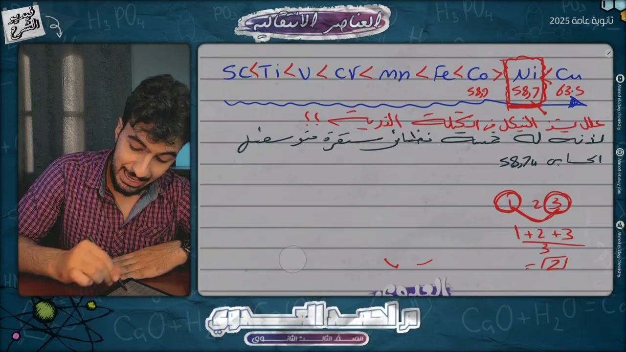 الدرس الثالث باب اول ( الخواص العامة لعناصر السلسلة الانتقالية الاولي ) part 1