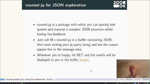 EmacsConf: Traverse complex JSON structures with live feedback with counsel-jq