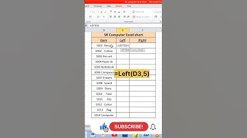 Left Function | Right Function | Excel Formula | #excel #shorts