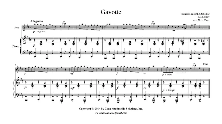 Gossec : Gavotte in D Major - Flute