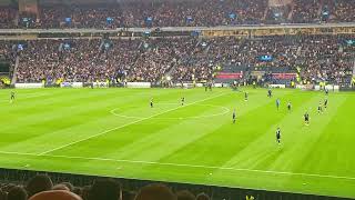 Tartan Army sings Deacon Blue's Dignity, waiting for Scotland v Georgia to re-start, 2023.